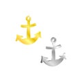 Set of gold and silver anchors.3d vector illustration.